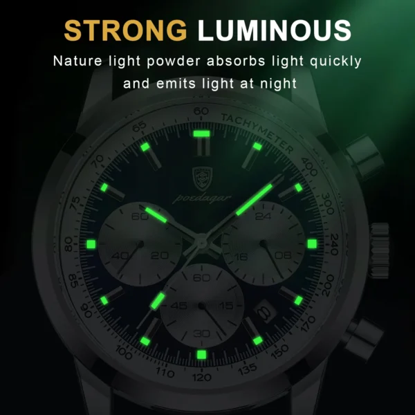 POEDAGAR Luxury Waterproof Chronograph Luminous Men's Wristwatch