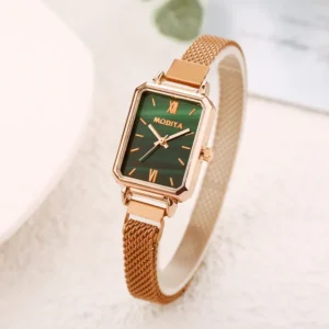 Mazzies Watches: Fashion Square Ladies Quartz Watch Magnetic Strap