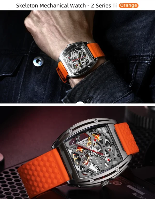 Mazzies Watches CIGA Design Titanium Skeleton Mechanical Watch for Men