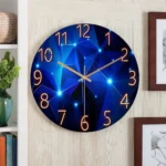 Mazzies Watches 12inch Wall Clock Geometric Elements Dark Blue Thickened Tempered Glass