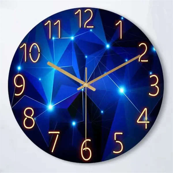 Mazzies Watches 12inch Wall Clock Geometric Elements Dark Blue Thickened Tempered Glass