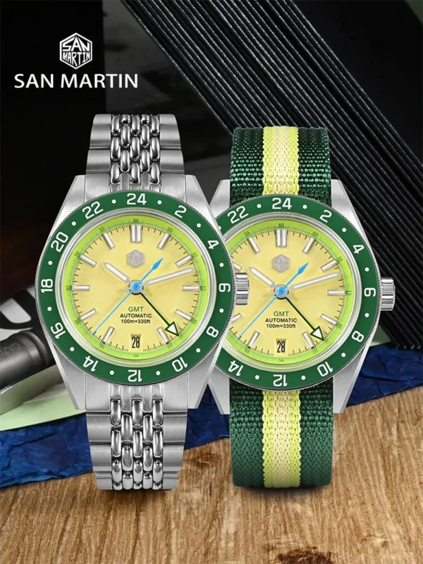 Mazzies Watches San Martin Limited Edition 39.5mm Full Luminous NH34 GMT Original Design