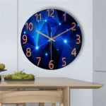 Mazzies Watches 12inch Wall Clock Geometric Elements Dark Blue Thickened Tempered Glass