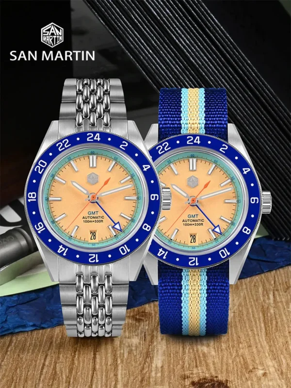 Mazzies Watches San Martin Limited Edition 39.5mm Full Luminous NH34 GMT Original Design